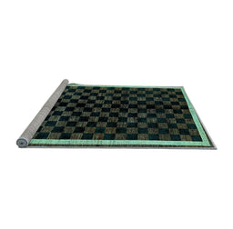 Sideview of Machine Washable Checkered Light Blue Modern Rug, wshabs337lblu