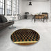 Round Abstract Hazel Green Checkered Rug in a Office, abs337