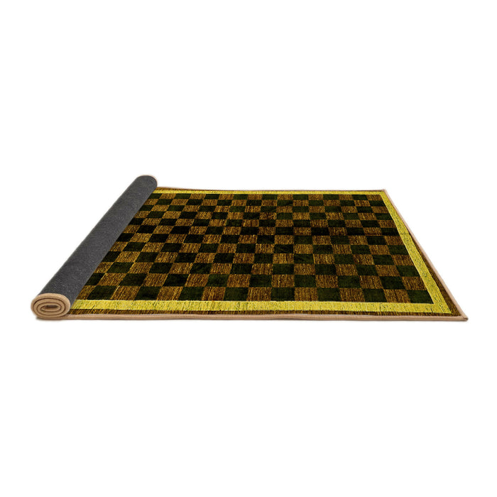 Sideview of Checkered Yellow Modern Rug, abs337yw