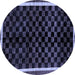 Round Checkered Blue Modern Rug, abs337blu