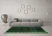 Machine Washable Checkered Turquoise Modern Area Rugs in a Living Room,, wshabs337turq