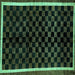 Square Checkered Turquoise Modern Rug, abs337turq