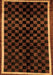 Machine Washable Checkered Orange Modern Area Rugs, wshabs337org