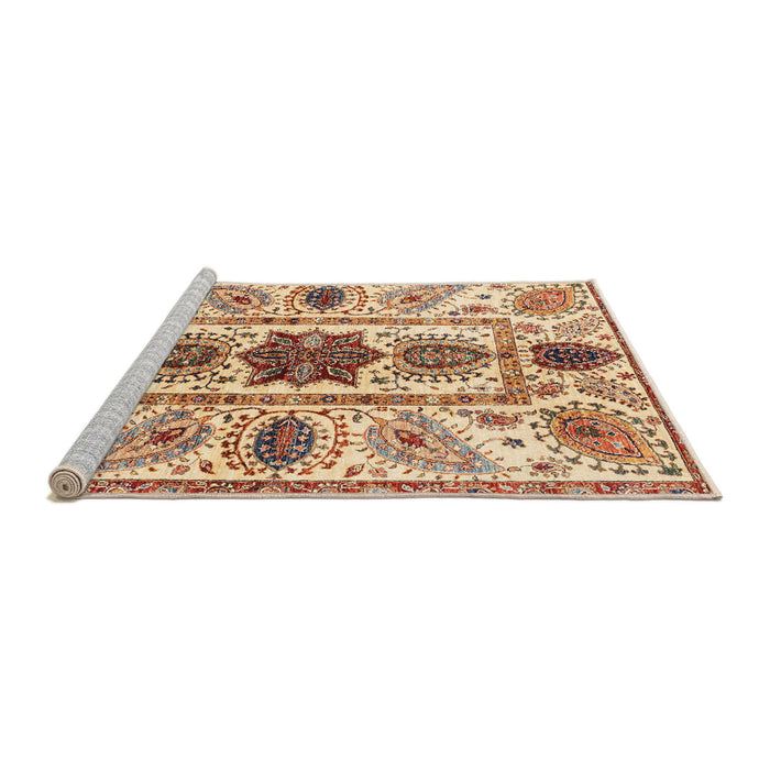 Sideview of Machine Washable Abstract Chestnut Red Rug, wshabs3380