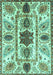 Machine Washable Oriental Turquoise Modern Area Rugs, wshabs3380turq