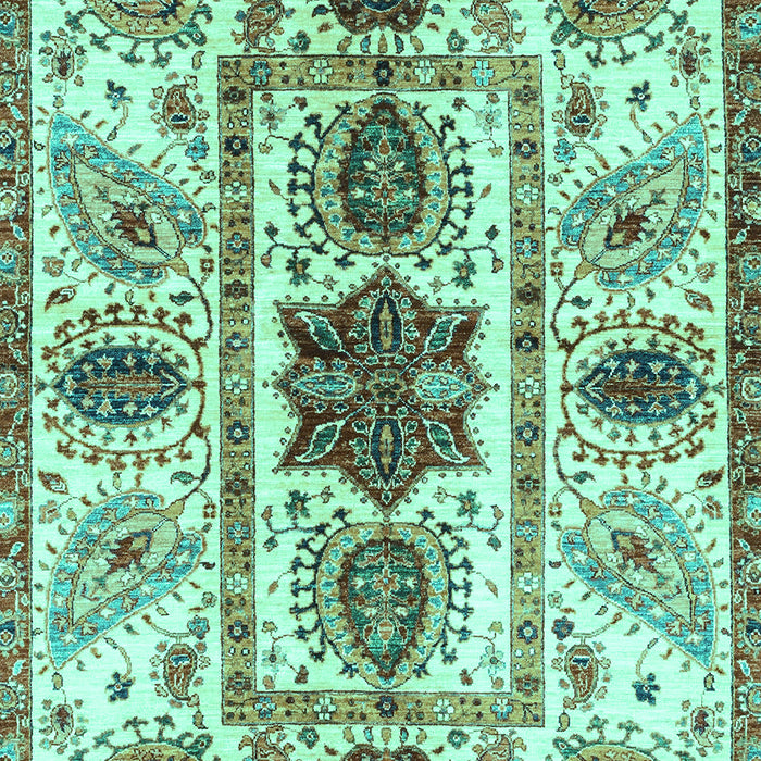 Machine Washable Oriental Turquoise Modern Area Rugs, wshabs3380turq