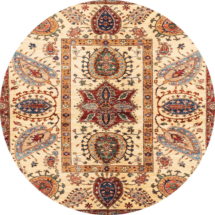 Round Abstract Chestnut Red Oriental Rug, abs3380