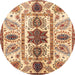 Round Abstract Chestnut Red Oriental Rug, abs3380