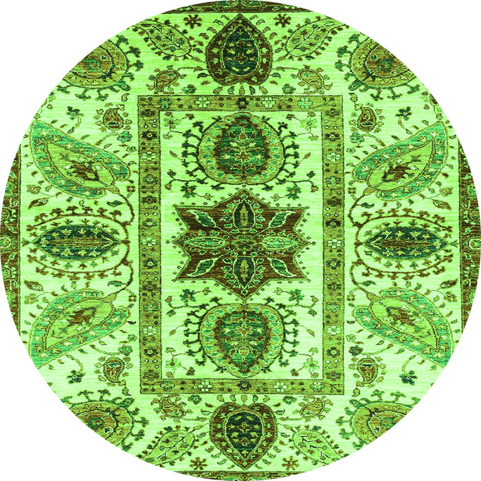 Round Oriental Green Modern Rug, abs3380grn