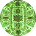 Round Oriental Green Modern Rug, abs3380grn