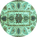 Round Oriental Turquoise Modern Rug, abs3380turq