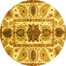 Round Oriental Yellow Modern Rug, abs3380yw