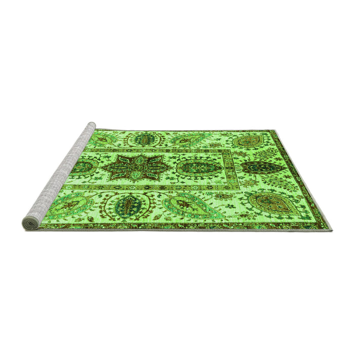 Sideview of Machine Washable Oriental Green Modern Area Rugs, wshabs3380grn