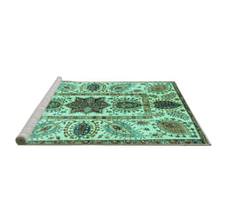 Sideview of Machine Washable Oriental Turquoise Modern Area Rugs, wshabs3380turq