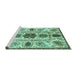 Sideview of Machine Washable Oriental Turquoise Modern Area Rugs, wshabs3380turq