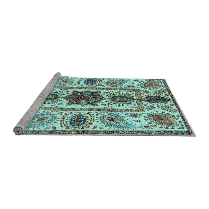 Sideview of Machine Washable Oriental Light Blue Modern Rug, wshabs3380lblu