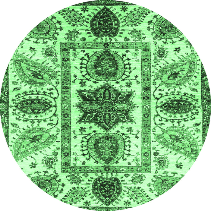 Round Oriental Emerald Green Modern Rug, abs3380emgrn