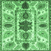 Square Machine Washable Oriental Emerald Green Modern Area Rugs, wshabs3380emgrn