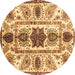 Round Machine Washable Oriental Brown Modern Rug, wshabs3380brn