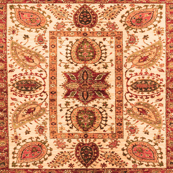 Square Machine Washable Oriental Orange Modern Area Rugs, wshabs3380org