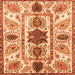 Square Machine Washable Oriental Orange Modern Area Rugs, wshabs3380org