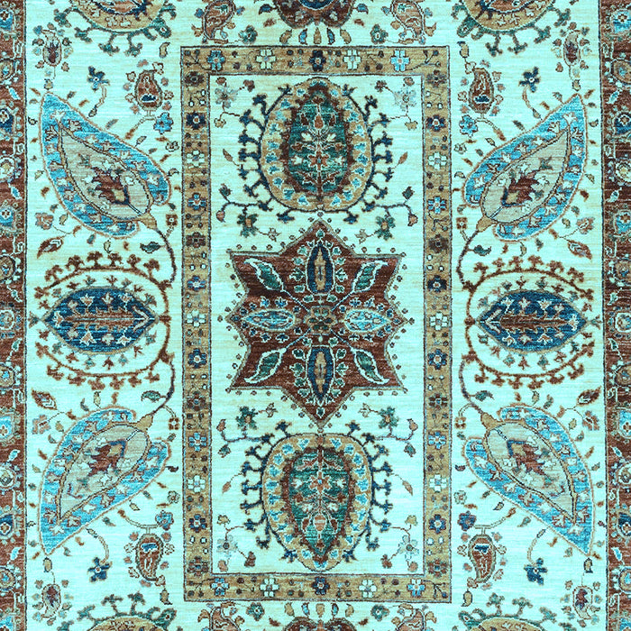 Machine Washable Oriental Light Blue Modern Rug, wshabs3380lblu