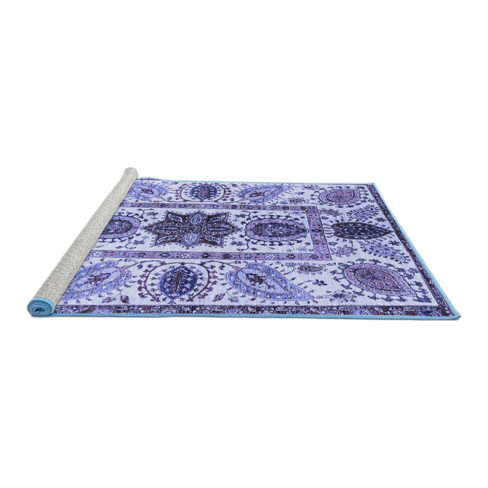 Sideview of Machine Washable Oriental Blue Modern Rug, wshabs3380blu
