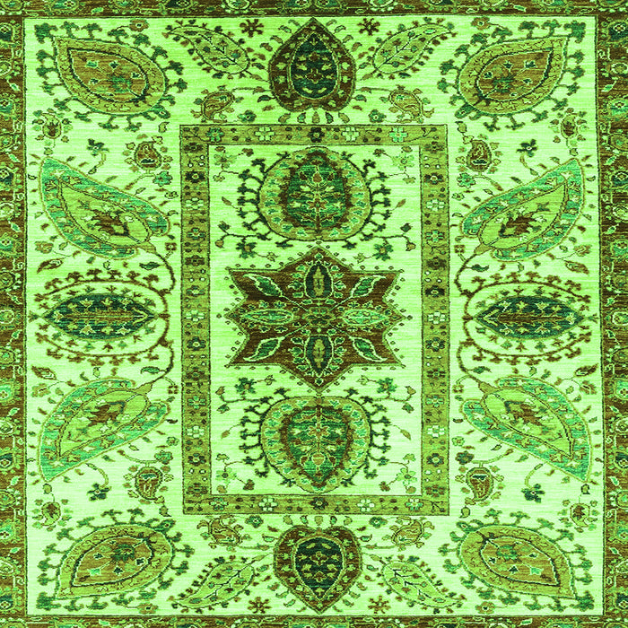 Square Machine Washable Oriental Green Modern Area Rugs, wshabs3380grn