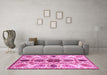Machine Washable Oriental Pink Modern Rug in a Living Room, wshabs3380pnk