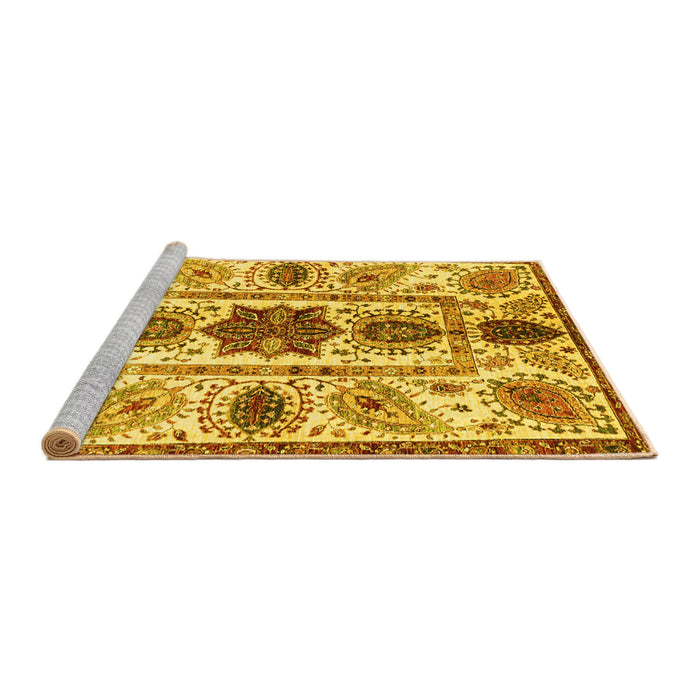 Sideview of Machine Washable Oriental Yellow Modern Rug, wshabs3380yw