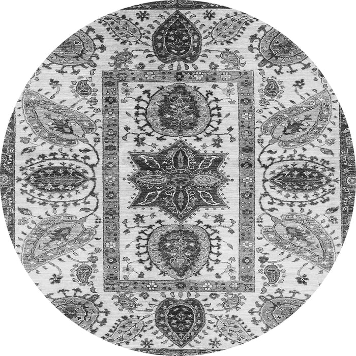 Round Machine Washable Oriental Gray Modern Rug, wshabs3380gry