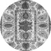 Round Machine Washable Oriental Gray Modern Rug, wshabs3380gry