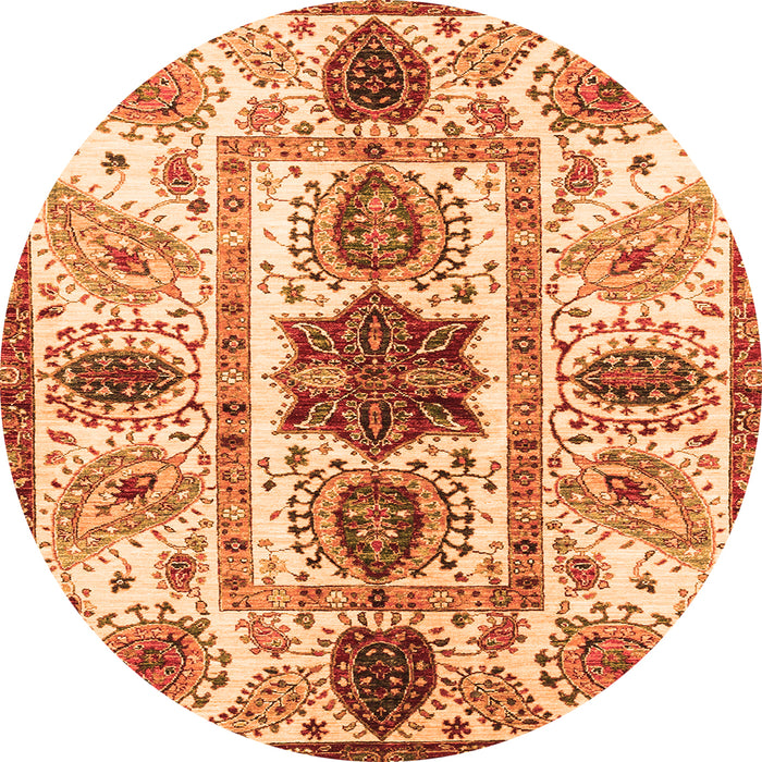 Round Oriental Orange Modern Rug, abs3380org