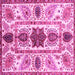 Square Machine Washable Oriental Pink Modern Rug, wshabs3380pnk