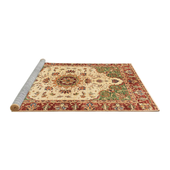 Sideview of Machine Washable Abstract Yellow Orange Rug, wshabs3381