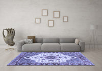 Machine Washable Oriental Blue Modern Rug, wshabs3381blu