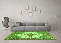 Machine Washable Oriental Green Modern Rug, wshabs3381grn