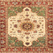 Square Abstract Yellow Orange Oriental Rug, abs3381