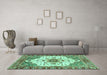 Machine Washable Oriental Turquoise Modern Area Rugs in a Living Room,, wshabs3381turq