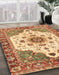 Abstract Yellow Orange Oriental Rug in Family Room, abs3381