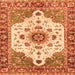 Square Machine Washable Oriental Orange Modern Area Rugs, wshabs3381org