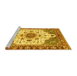 Sideview of Machine Washable Oriental Yellow Modern Rug, wshabs3381yw