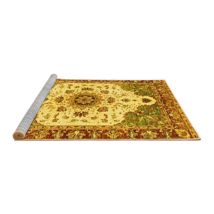 Sideview of Machine Washable Oriental Yellow Modern Rug, wshabs3381yw