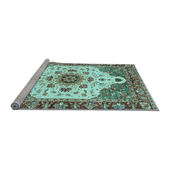 Sideview of Machine Washable Oriental Light Blue Modern Rug, wshabs3381lblu