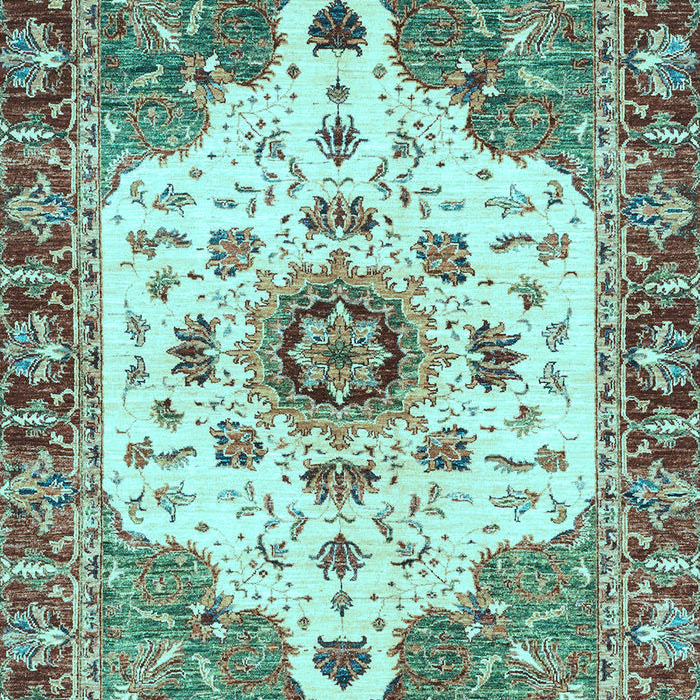 Machine Washable Oriental Light Blue Modern Rug, wshabs3381lblu