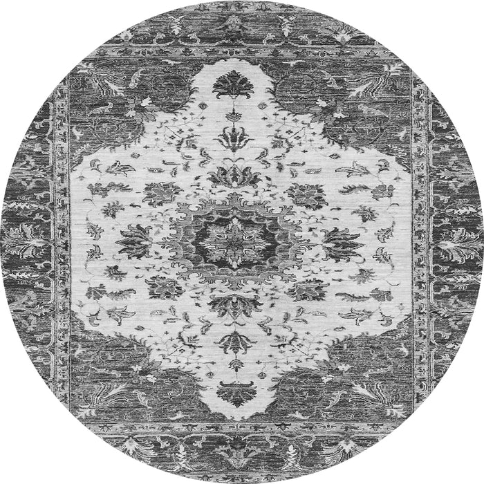 Round Machine Washable Oriental Gray Modern Rug, wshabs3381gry