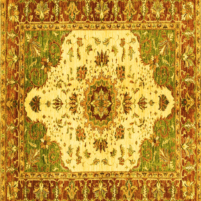 Square Machine Washable Oriental Yellow Modern Rug, wshabs3381yw