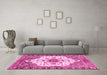 Machine Washable Oriental Pink Modern Rug in a Living Room, wshabs3381pnk