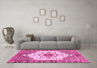 Machine Washable Oriental Pink Modern Rug, wshabs3381pnk