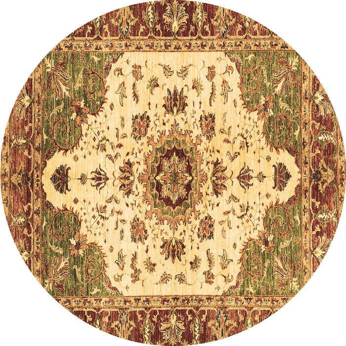 Round Oriental Brown Modern Rug, abs3381brn